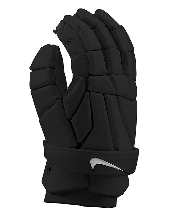 A single black padded sports glove with a silver logo near the wrist, showcasing our image recoloring services.