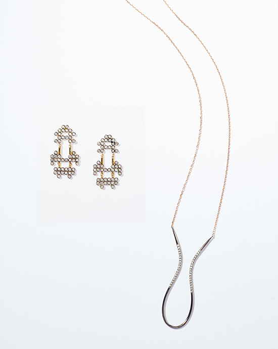 Background removal services for decorative earrings and pendant necklace on a white background.
