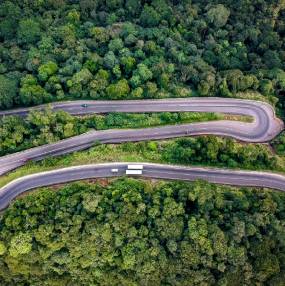 aerial view of the road