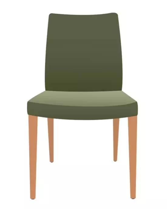 Vector conversion services illustrated as an olive green chair with light brown legs.