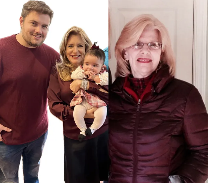 img12-before Photo resizing services for two side-by-side photos: a family of three on the left and an older woman on the right.